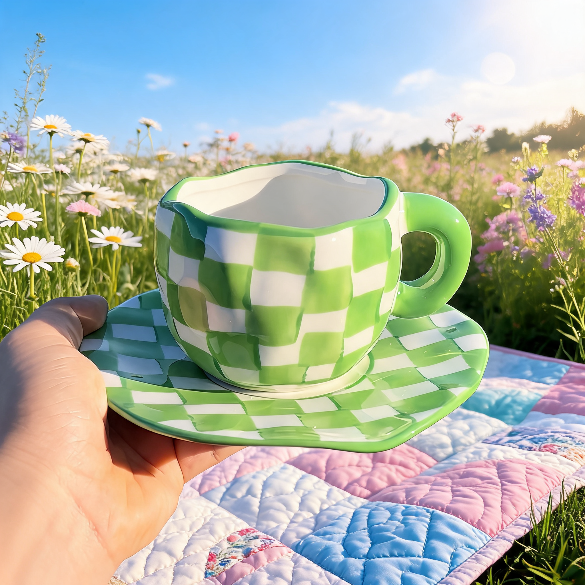 Green Checkers Mug
