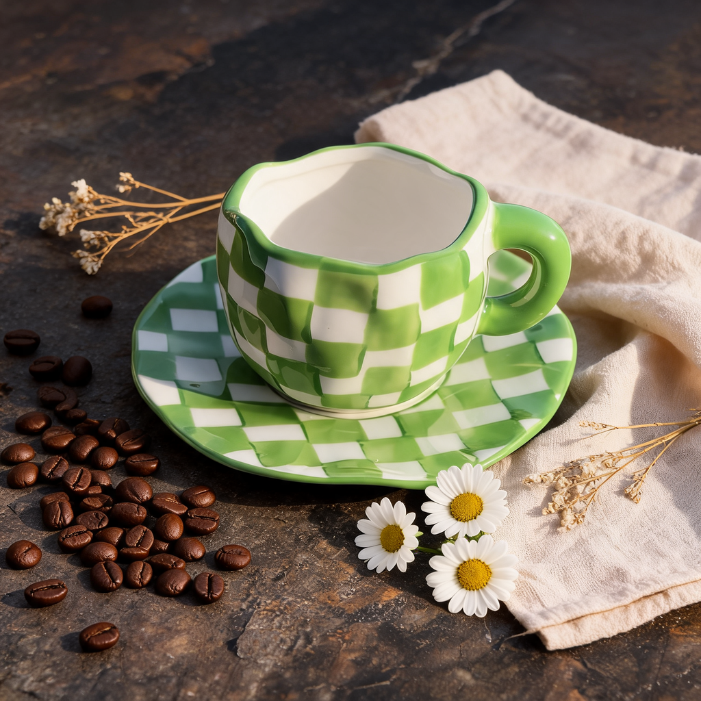 Green Checkers Mug