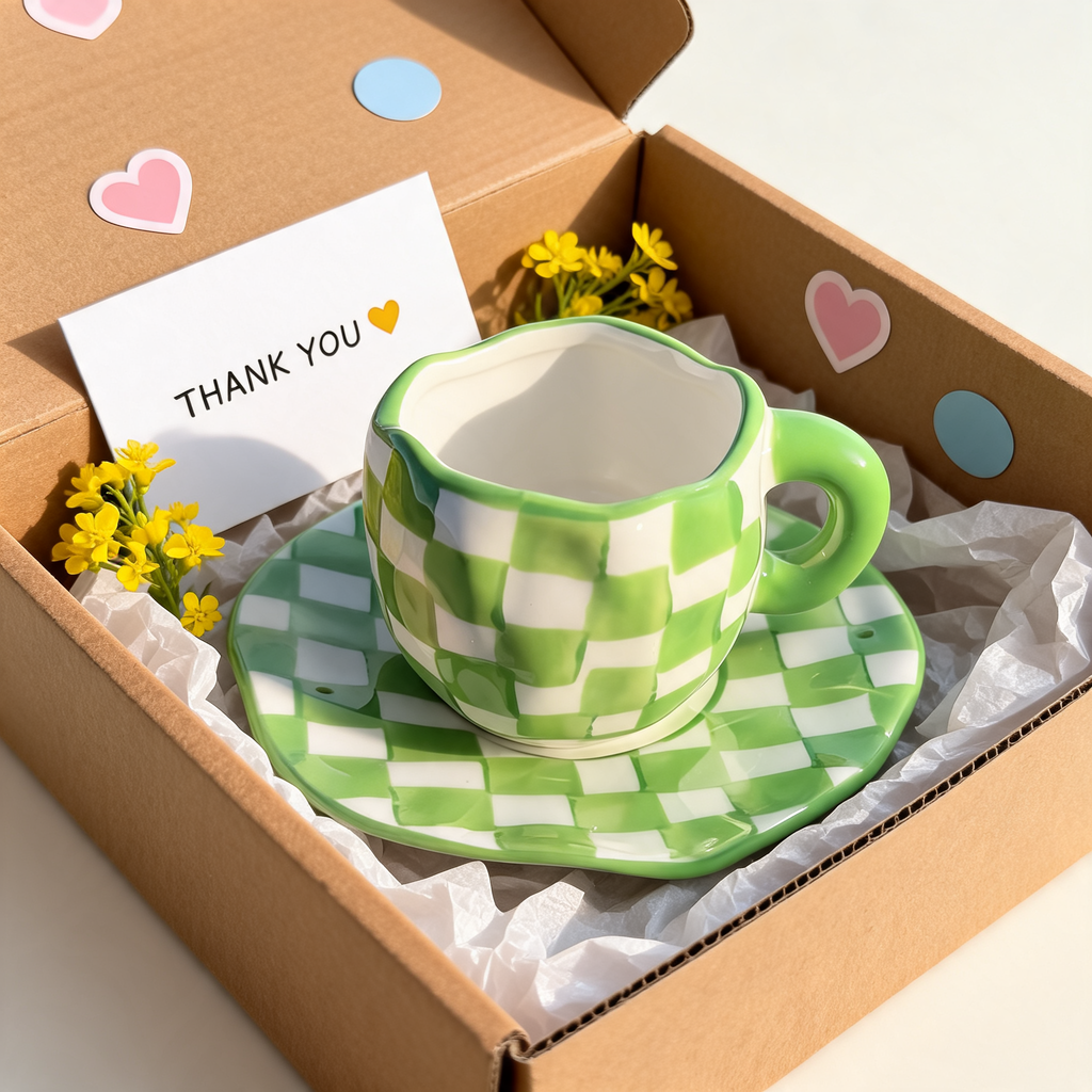 Green Checkers Mug