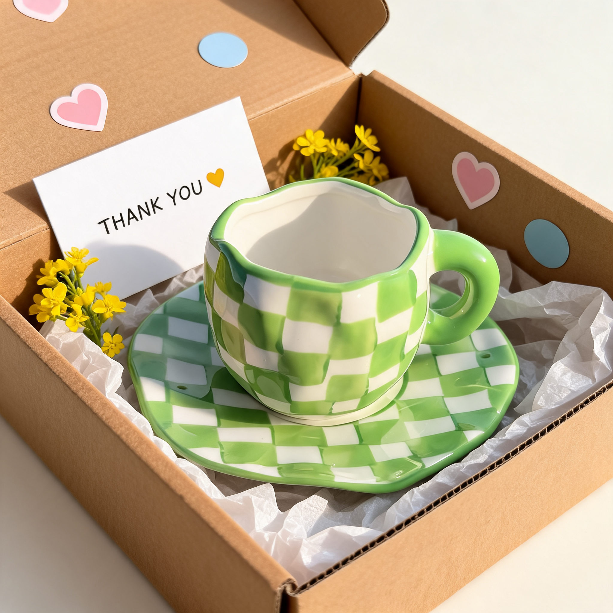 Green Checkers Mug